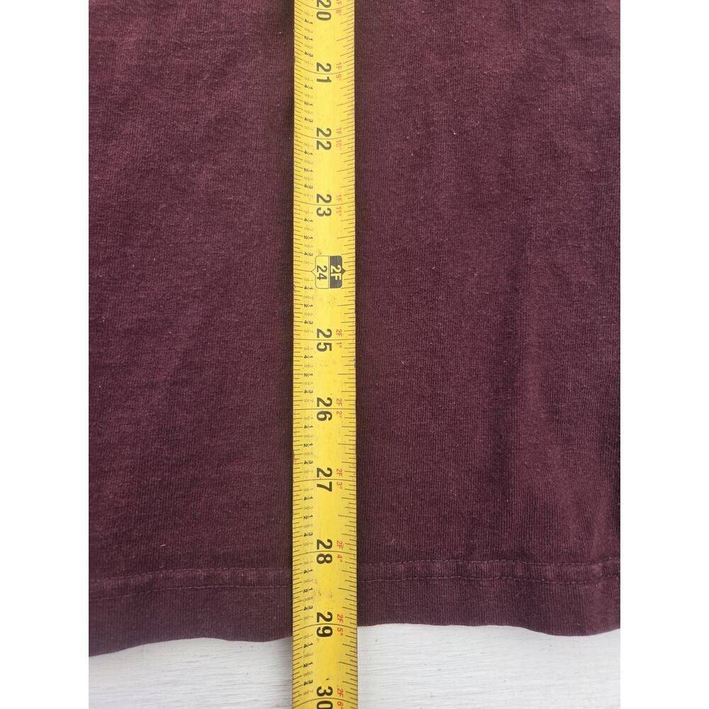 Carhartt Henley T Shirt Adult M Loose Fit Pocket Maroon Mens Work Long Sleeve - Picture 8 of 8